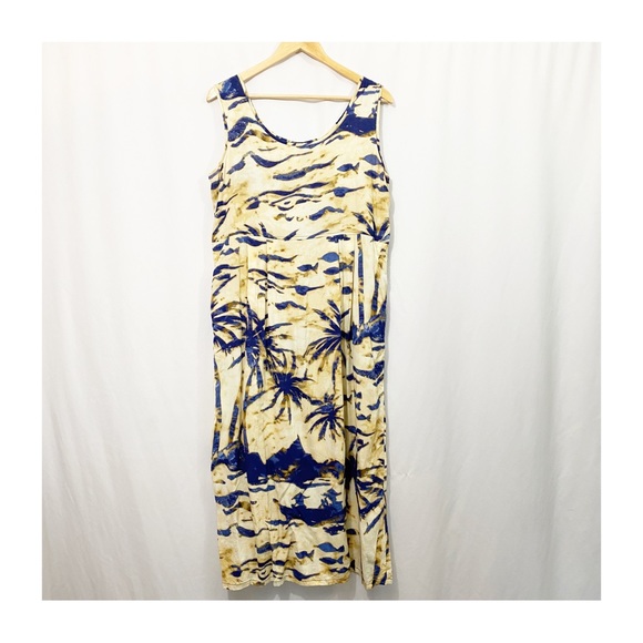 Jams World Dresses Vintage Jams World Old Hawaii Print Midi Pleated